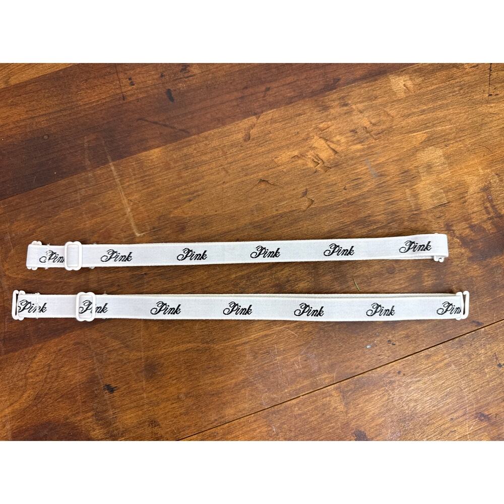 Victoria's Secret Pink Adjustable Replacement Bra Straps White - Black Lettering